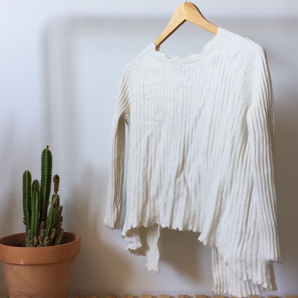 White open back sweater